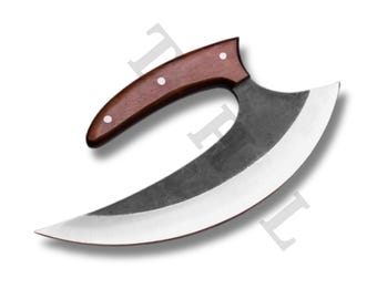 Hand-Forged Viking Pizza Cutter Axe | High Carbon Steel Blade, Leather Sheath