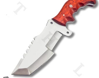Cuchillo de rastreo hecho a mano - personalizado - Hoja de acero al carbono, cuchillo de supervivencia para acampar al aire libre