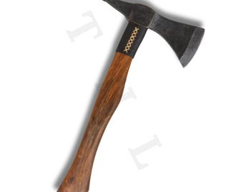 Hand Forged Carbon Steel Viking Axe, Rosewood Handle Tomahawk