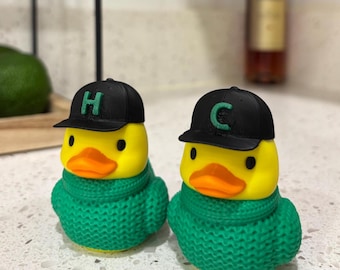 Personalize Couple Ducks | 3D Printed Custom Letter Hat Rubber Ducks | Valentine & Anniversary Gift