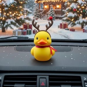 Christmas Reindeer Rubber Duck | 3D Printed Duck with Antlers and Scarf | Cute Holiday Collectible | Gift for Mom Red
