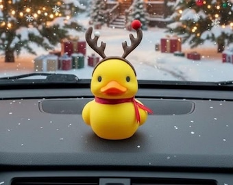 Christmas Reindeer Rubber Duck | 3D Printed  Duck with Antlers and Scarf | Cute Holiday Collectible | Gift for Mom