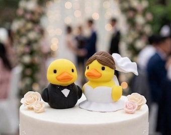 3D Printed Bride and Groom Duck, Just Engaged Gift, Mini Bridal Themed Collectible