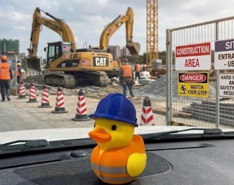 3D Printed Construction Worker Duck,  Hard Hat Dress Up Duck, Structural gift