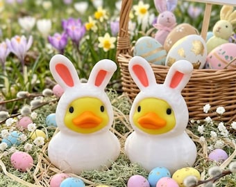Easter Bunny Duck | 3D Printed Rabbit Toy | Funny Holliday Gift | Kids Basket Stuffer