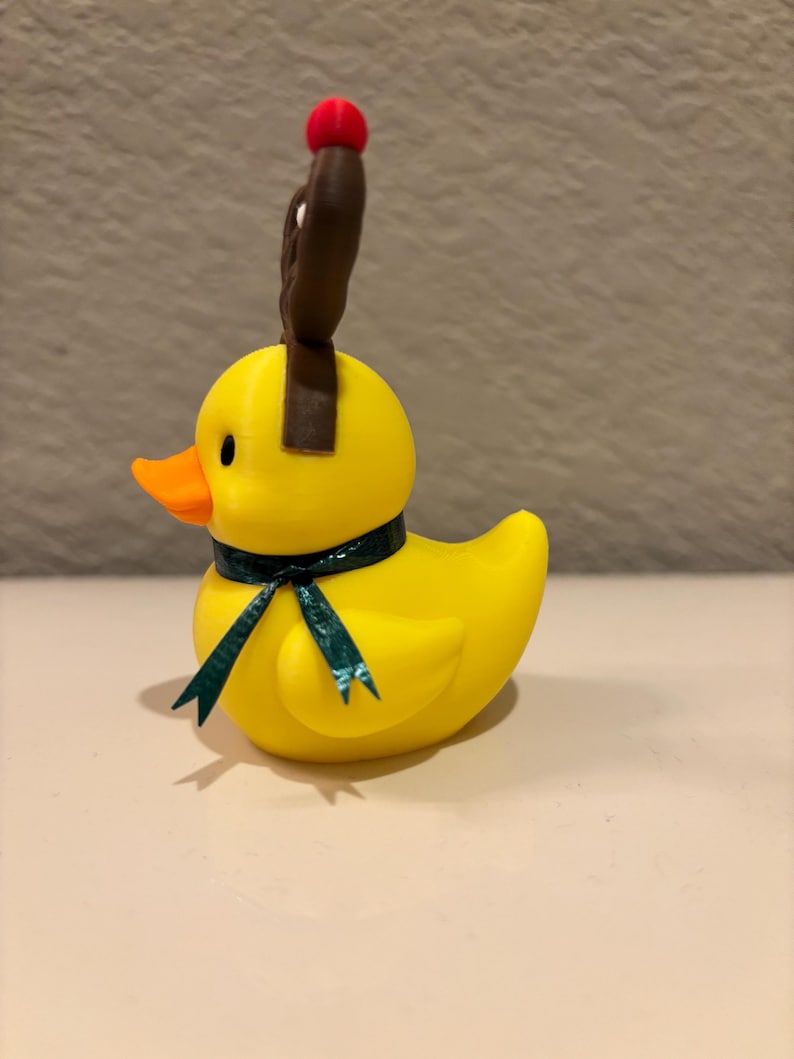 Christmas Reindeer Rubber Duck | 3D Printed Duck with Antlers and Scarf | Cute Holiday Collectible | Gift for Mom image 8