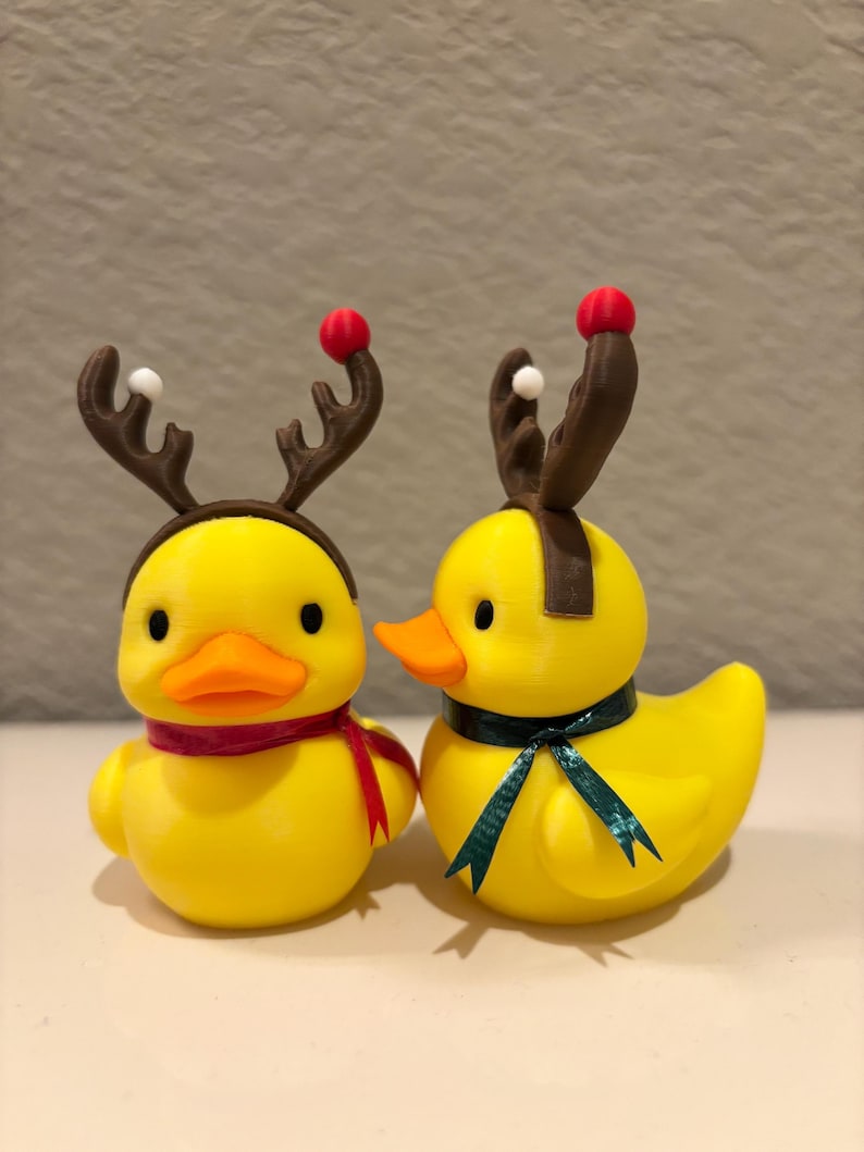 Christmas Reindeer Rubber Duck | 3D Printed Duck with Antlers and Scarf | Cute Holiday Collectible | Gift for Mom image 12