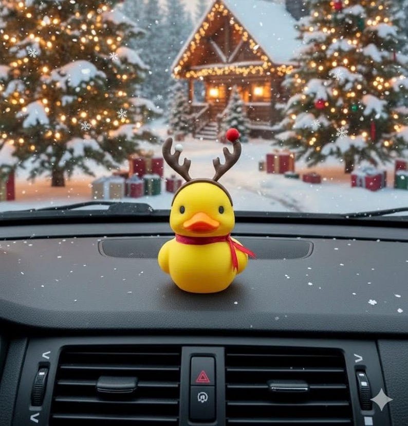 Christmas Reindeer Rubber Duck | 3D Printed Duck with Antlers and Scarf | Cute Holiday Collectible | Gift for Mom Red