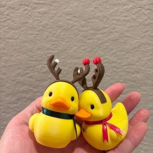Christmas Reindeer Rubber Duck | 3D Printed Duck with Antlers and Scarf | Cute Holiday Collectible | Gift for Mom image 9