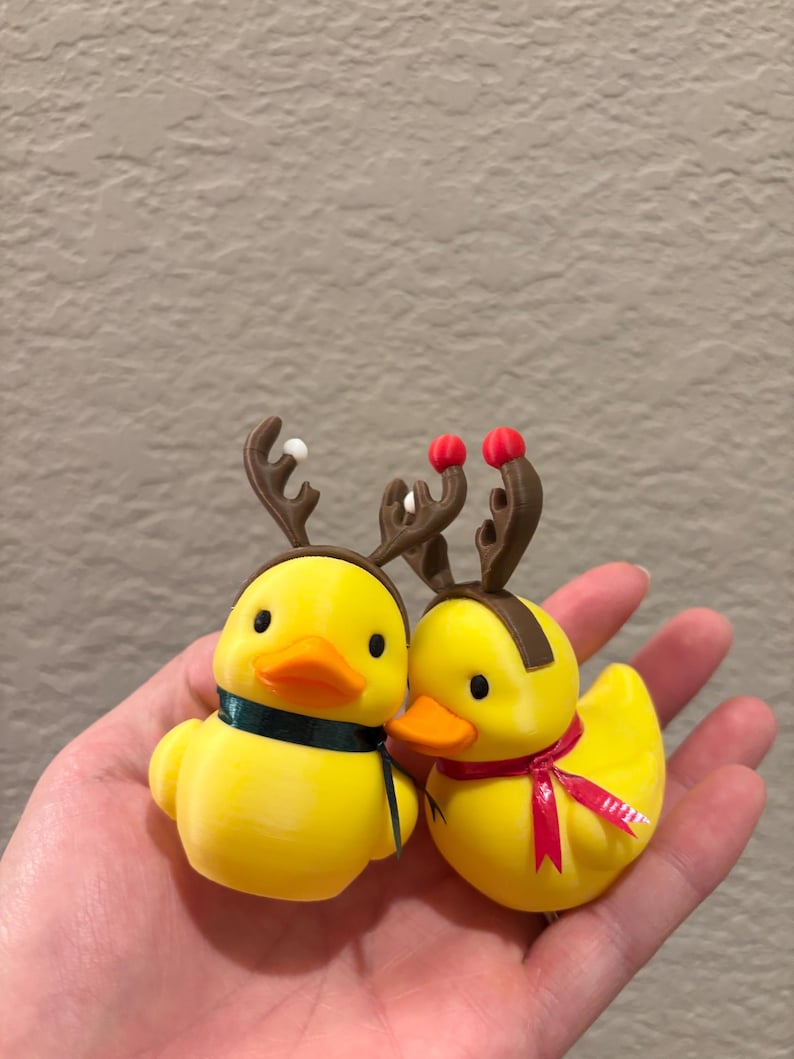 Christmas Reindeer Rubber Duck | 3D Printed Duck with Antlers and Scarf | Cute Holiday Collectible | Gift for Mom image 9