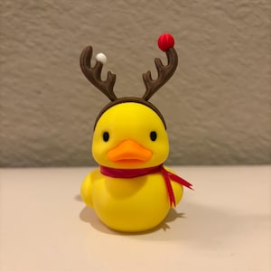 Christmas Reindeer Rubber Duck | 3D Printed Duck with Antlers and Scarf | Cute Holiday Collectible | Gift for Mom image 5