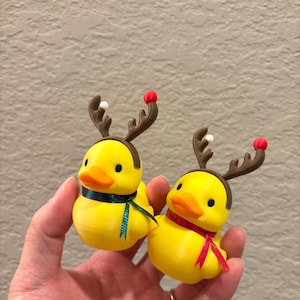 Christmas Reindeer Rubber Duck | 3D Printed Duck with Antlers and Scarf | Cute Holiday Collectible | Gift for Mom image 13