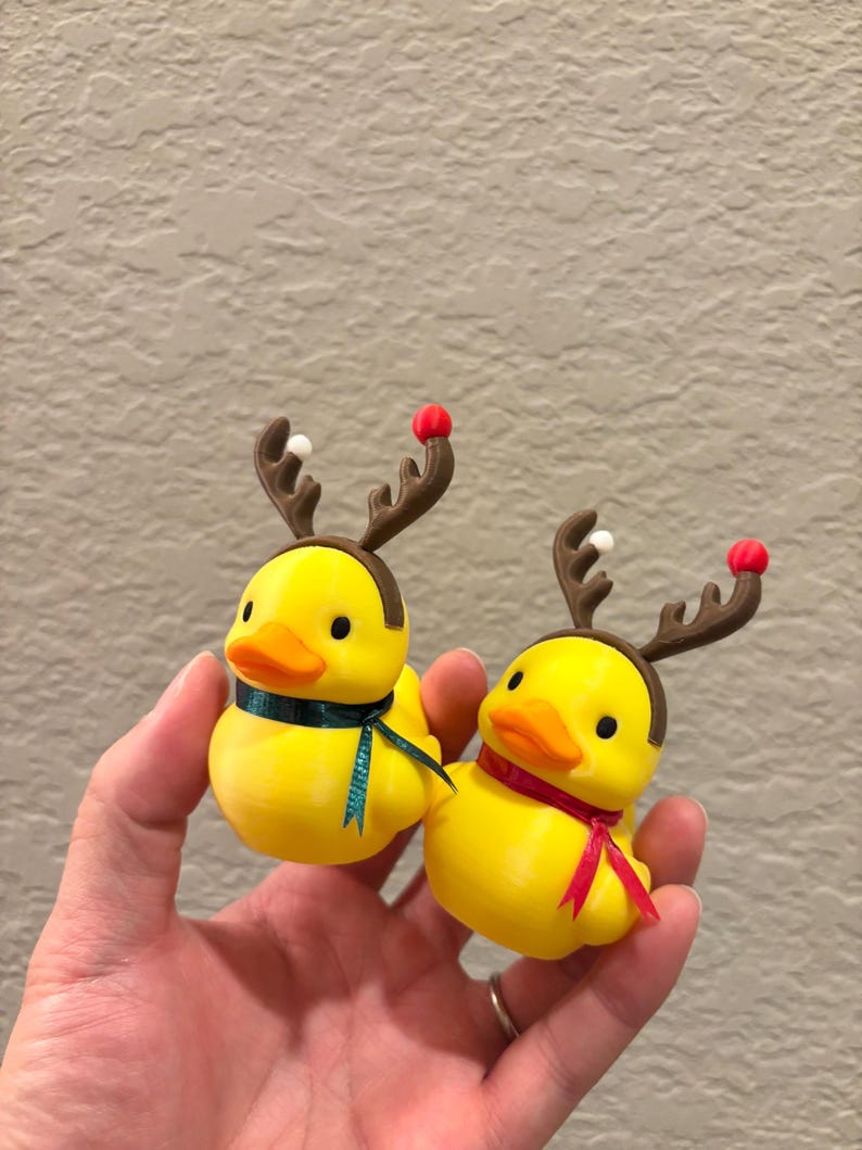 Christmas Reindeer Rubber Duck | 3D Printed Duck with Antlers and Scarf | Cute Holiday Collectible | Gift for Mom image 13