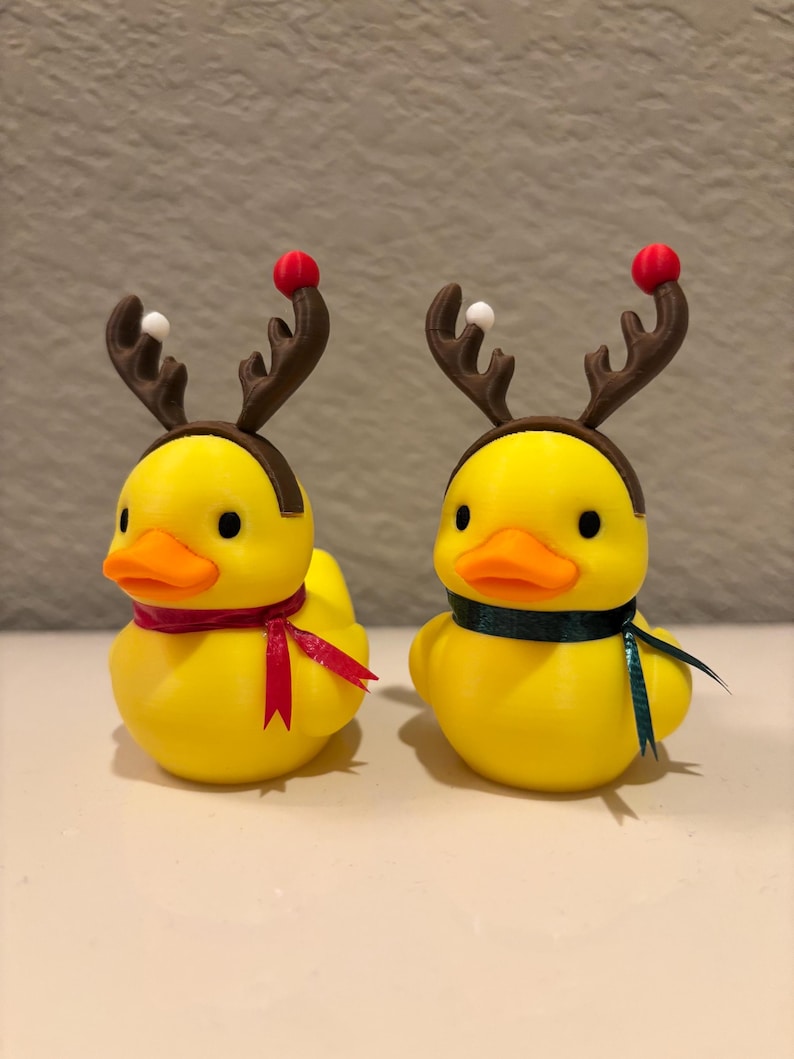Christmas Reindeer Rubber Duck | 3D Printed Duck with Antlers and Scarf | Cute Holiday Collectible | Gift for Mom image 11