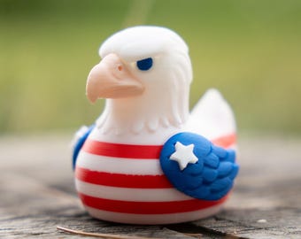 American Flag Eagle Duck | Patriotic Ducking Toy | USA Flag Desk Decor | Independence Day Gift for Veterans & Military Fans