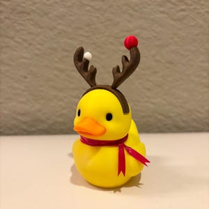 Christmas Reindeer Rubber Duck | 3D Printed Duck with Antlers and Scarf | Cute Holiday Collectible | Gift for Mom image 7