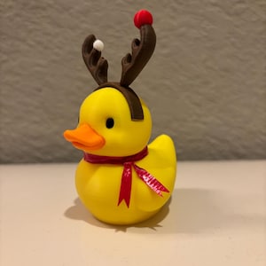 Christmas Reindeer Rubber Duck | 3D Printed Duck with Antlers and Scarf | Cute Holiday Collectible | Gift for Mom image 2
