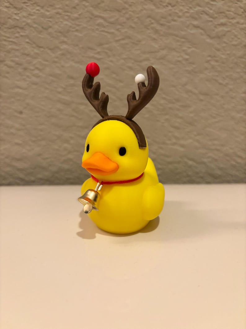 Christmas Reindeer Rubber Duck | 3D Printed Duck with Antlers and Scarf | Cute Holiday Collectible | Gift for Mom image 14