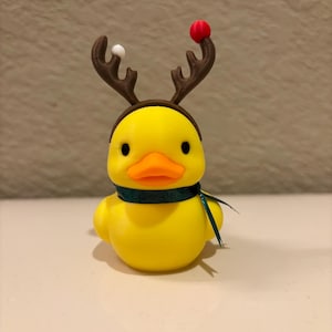 Christmas Reindeer Rubber Duck | 3D Printed Duck with Antlers and Scarf | Cute Holiday Collectible | Gift for Mom image 6