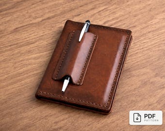 Patrón PDF para cartera de pasaporte de cuero / Plantilla para portapasaporte doble / Manualidades en cuero / Agujeros para coser
