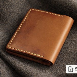 Leather Card Holder Pattern PDF | Bifold Wallet Pattern | Leather Wallet Template | Stitching Holes Marked