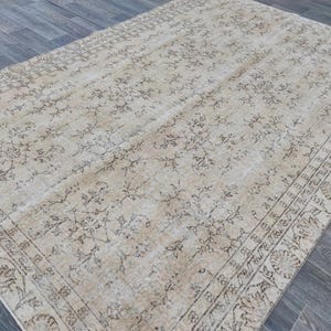 Isparta Rug 7x10, Vintage Rug Beige, Handmade Wool Rug, Gift Rugs For Living Room, Oushak Area Rug, Wool Rug, Bedroom Neutral Rug, 7x10 Rugs
