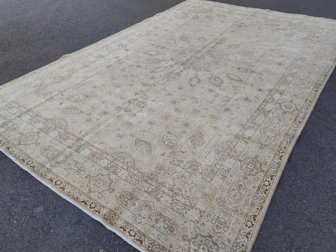9x15 Neutral Rug Hand Woven: Beige Oversize Long Vintage Style - Etsy