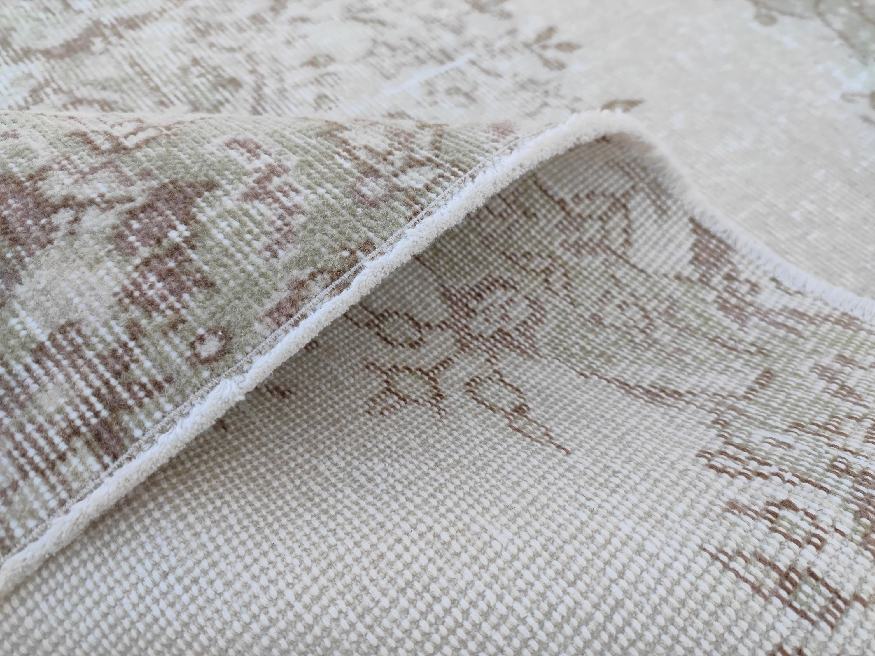 Neutral Rug 4x6, Handmade Wool Rug, Green Beige Rug, Oushak Rug Small, Vintage Turkish Rug, Gift Rugs For Home, Rugs For Entryway, Wool Rugs
