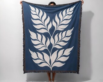 Coperta in tessuto botanico, design minimalista della natura, tessuto decorativo moderno e accogliente