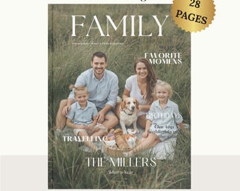 Family Year Magazine Template Canva 28 page Photo Book Annual Family Album Editable Year in Review Printable Photo Magazine