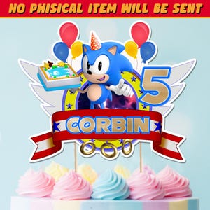 DIGITAL FILE - Sonic PRINTABLE Cake Topper, the Hedgehog Birthday Decor, Personalized Cake Topper for Birthday Celebrations