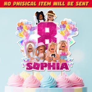 Roblox Girls Cake Topper: Personalisierter Geburtstag Party Dekor (Digitale Datei, PDF / PNG)