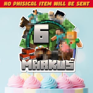DIGITALE DATEI - Gamer DRUCKBARE Cake Topper, Mine Geburtstagsdeko, personalisierte Tortenfigur für Geburtstagsfeiern