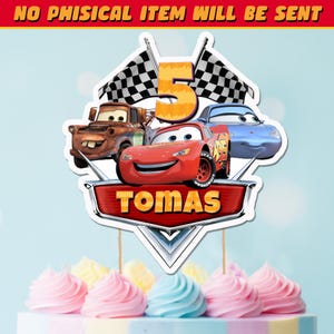 Lightning McQueen Cake Topper: Cars Birthday Party Decoration (Digital File, PDF/PNG)