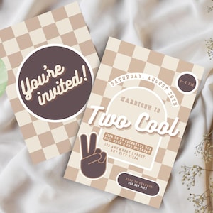 Two Cool Invitation, Boys Cool 2nd Birthday Invite, Two Cool Second Birthday Party Evite, Boy Birthday, Digital Editable Template BT006