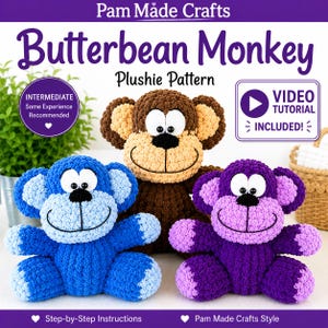 Butterbean Monkey Plushie | Intermediate Level | Finger Knit Pattern and Video Tutorial