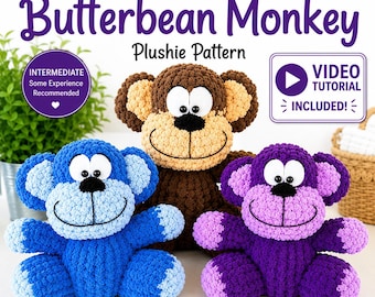 Butterbean Monkey Plushie | Intermediate Level | Finger Knit Pattern and Video Tutorial