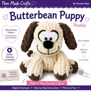 Butterbean Puppy Finger Knit Pattern | Chunky Yarn Dog Plushie | PDF  and Video Tutorial