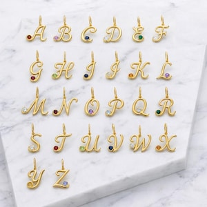 Ciondolo con iniziale della pietra portafortuna dalla A alla Z, ciondolo con lettera personalizzata, ciondolo con alfabeto in oro, ciondolo per collana e bracciale, regalo personalizzato con pietra portafortuna