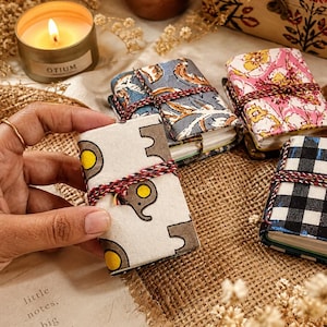 Mini Floral Fabric Journals: Handmade Pocket Notepads, Set of 5