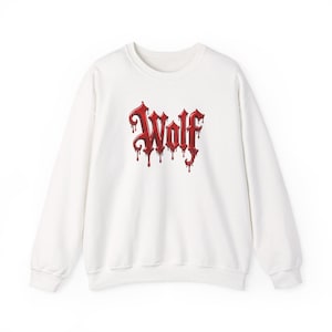 Wolf Gothic Sweatshirt | Dripping Blood Crewneck | Dark Aesthetic Wolf Sweater | Alternative Emo Punk Pullover | Halloween Gothic Gift