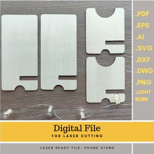 Phone Stand SVG File – Laser Cut Phone Holder with Glue Assembly, Laser Cutting File, Digital Download for Glowforge, LightBurn, Cricut