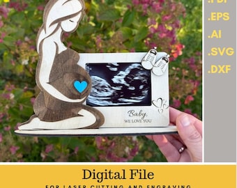 Ultraschall Baby Fotorahmen Laser Cut Datei | Junge/Mädchen (svg, dxf, ai, pdf)