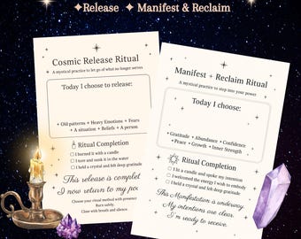 Schede rituali di purificazione energetica / Rituale di manifestazione, recupero e rilascio / PDF stampabile