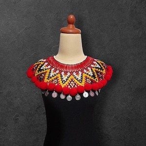 Borneo Beaded Collar Necklace - Handmade Dayak Design/Tribal Statement Piece/Free Worldwide Shipping