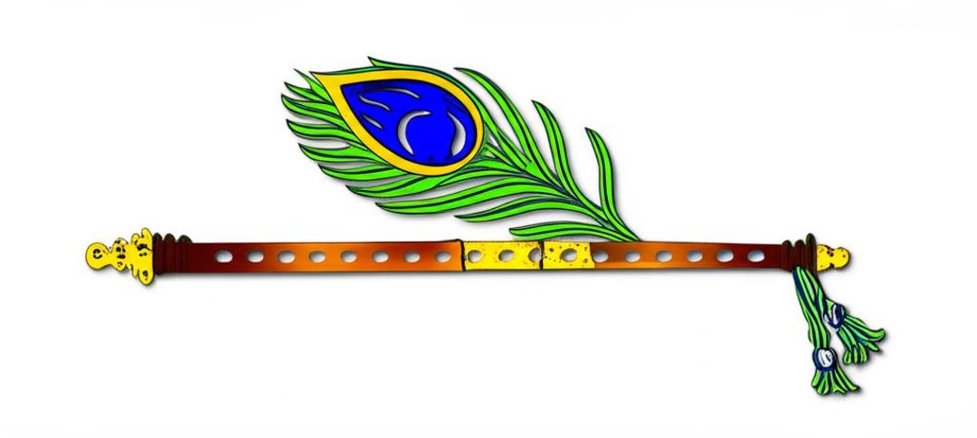 Handpainted MDF Bansuri With Morpankh (peacock Feather) Design-wall ...