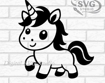 Cartoon Unicorn SVG DXF File for Cricut or Laser Cutting | Digital Download | Scrapbook and Sticker File | Animals | Png Pdf