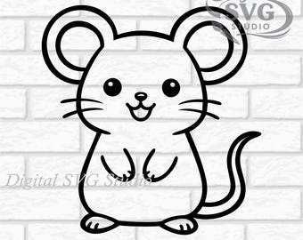 Cartoon Happy Mouse SVG DXF File for Cricut or Laser Cutting | Digital Download | Scrapbook and Sticker File | Pet, Jungle Animals | Png Pdf