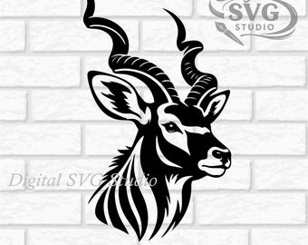 African Kudu Portrait SVG DXF File for Cricut or Laser Cutting | Digital Download | Scrapbook and Sticker File | Safari Animals | Png Pdf