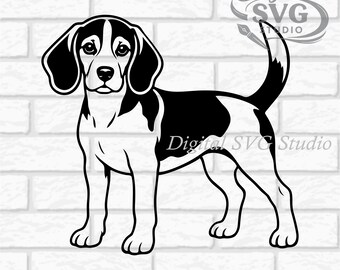 Cartoon Standing Beagle Dog SVG DXF File for  Laser Cutting | Digital Download | Scrapbook and Sticker File | Pet Animals | Png Pdf